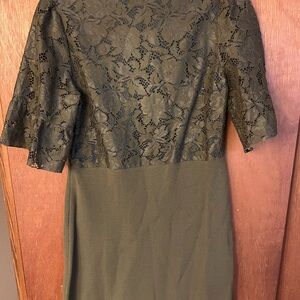 Ann Taylor Olive Lace Long Sleeve Dress